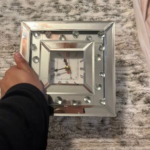 Silver mirror clock